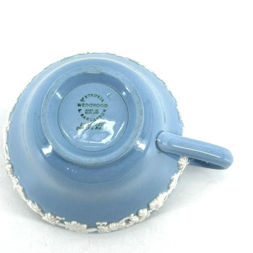 Wedgwood Etruria Queensware Blue Lavender Embossed Grapevine Smooth Edge Tea Cup